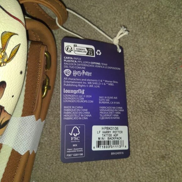 Loungefly Harry Potter Tattoo Art Mini Backpack - Picture 2 of 8